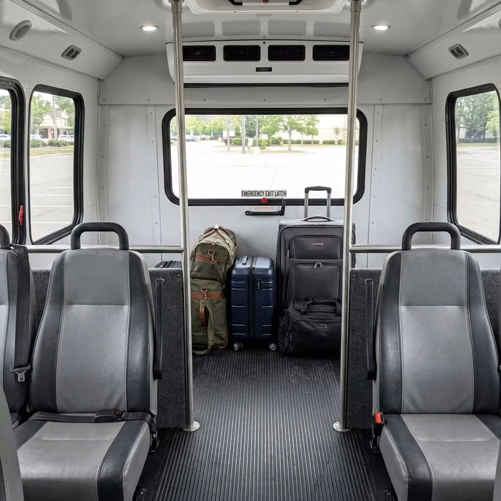 dover 28 passenger minibus luggage area