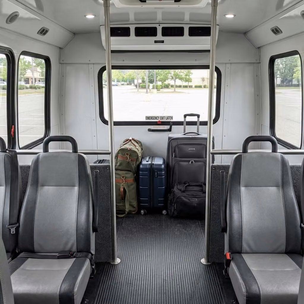 dover 30 passenger minibus luggage area