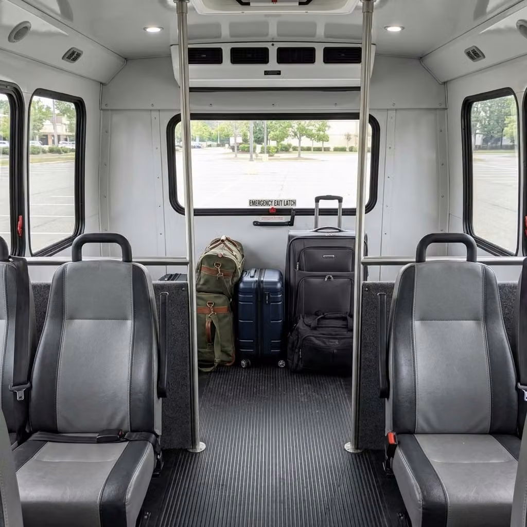 dover 35 passenger minibus luggage area