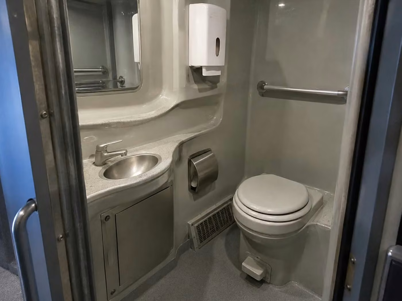 dover 56 passenger charter bus onboard restroom