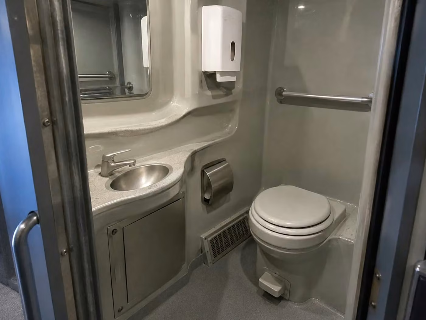 dover charter bus onboard restroom
