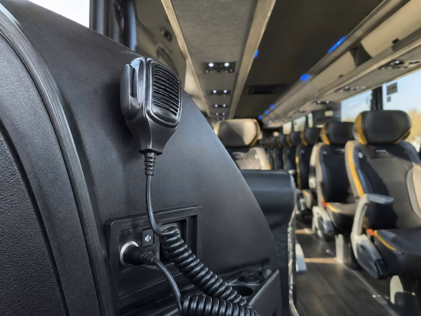dover charter bus pa system