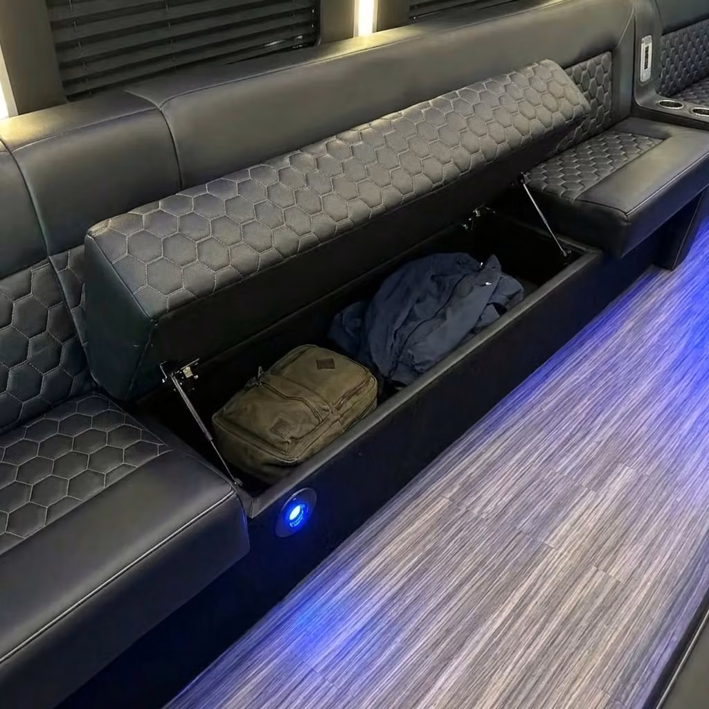 dover party bus under seat storage