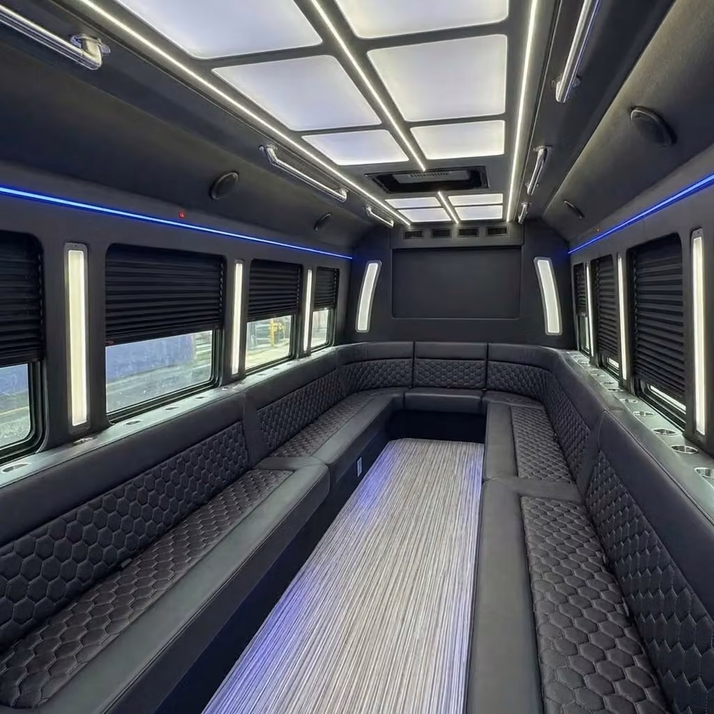dover party bus wraparound seating