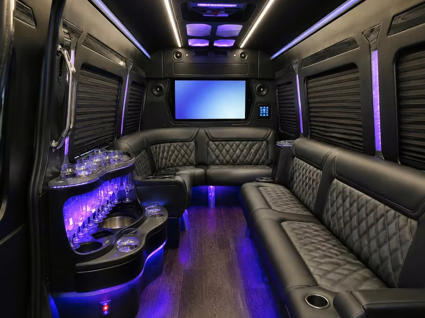 dover prom party buses with led lighting bluetooth sound and leather seating