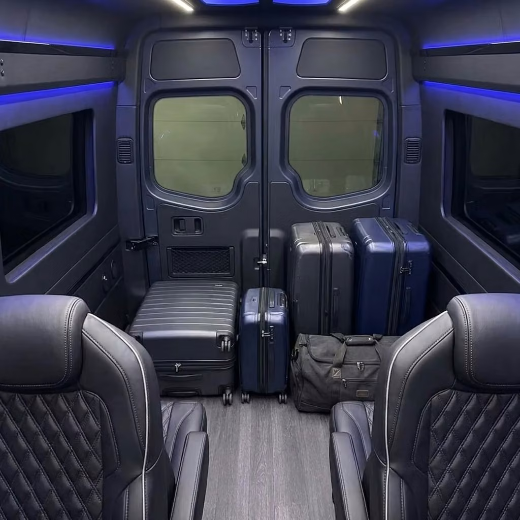 dover sprinter van rental with driver luggage area